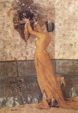Osman Hamdy Bey Jeune fille disposant des fleurs dans un vase (mk32) oil painting picture
